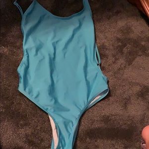 Blue cut out bathing suit